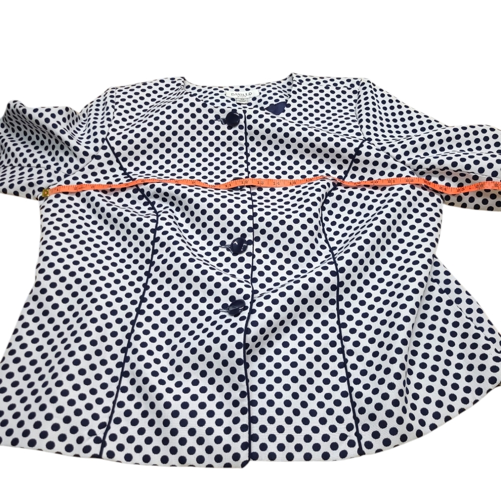 DANILLO BLAZER WOMENS SIZE 16W BLUE WHITE POLKA-DOT - Picture 8 of 11